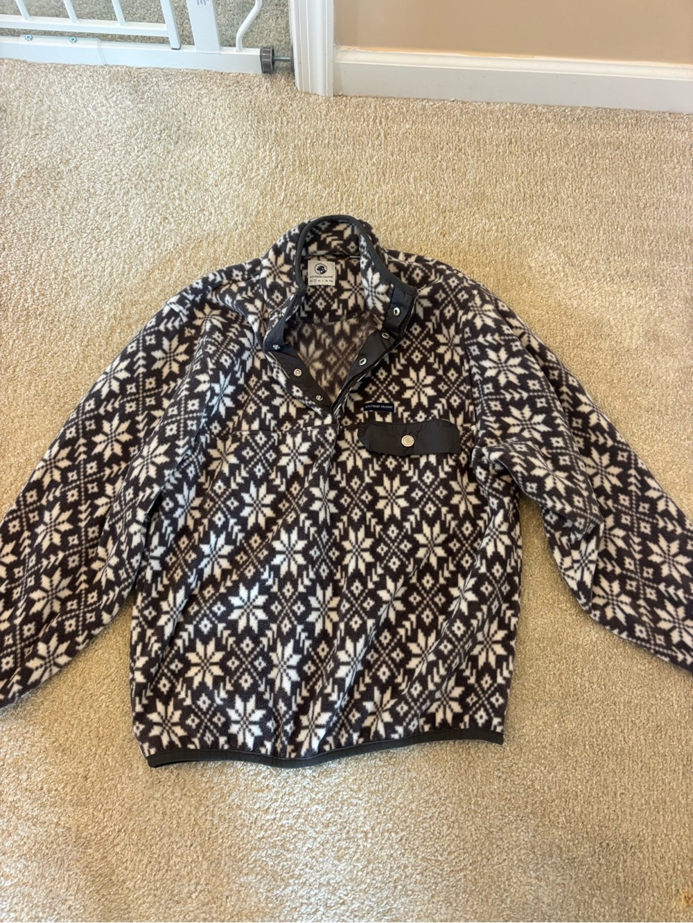 Southern Proper Black and White Patterned Teddy Fleece Jacket